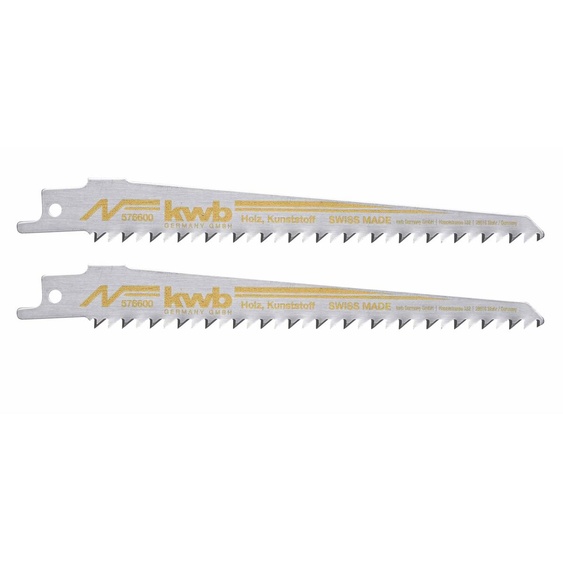 Lame de scie sabre kwb en acier HCS pour le travail du bois, trempée et affûtée avec précision, pour des épaisseurs de matériau allant jusquà 100 mm, coupes courbes, emmanchement universel 1/2