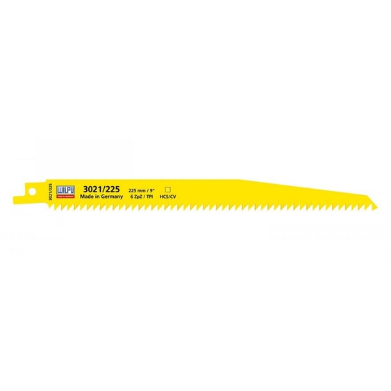 Lame de scie sabre WILPU 3021/225 pour bois et plastique 225 x 19 x 1,27 mm Z6 - 5 pièces