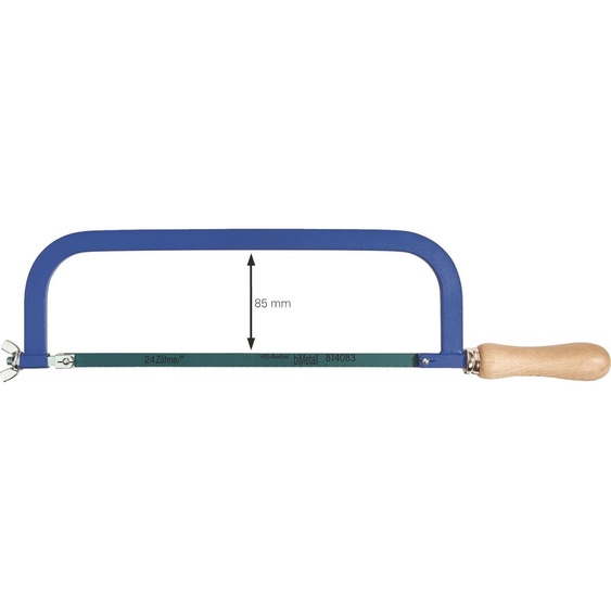 Lame en métal cintrée, longueur 300 mm, 24 dents/pouce, manche en bois avec revêtement par poudrage
