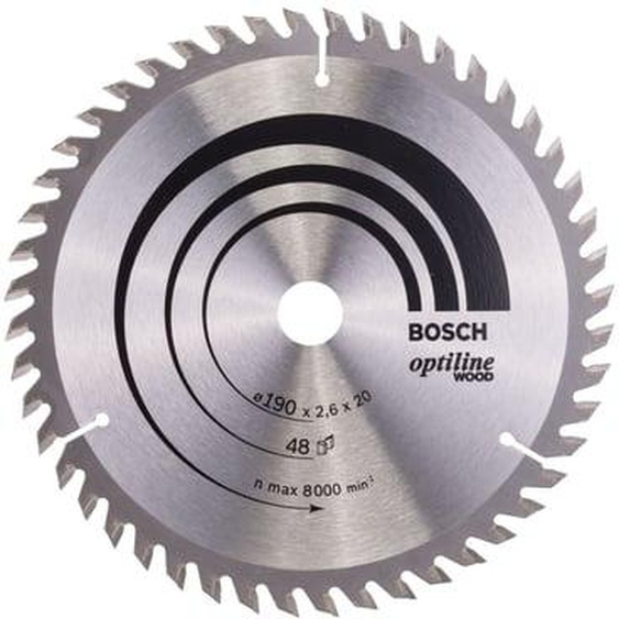 Lame Scie Circulaire Optiline Wood 190 x 20/16 x 2,6 48 D
