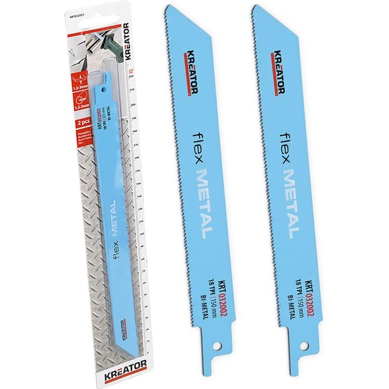 Lames de scie sabre, lot de 2, 150 mm pour le métal - Longueur 150 mm, 18 TPI, pour le métal