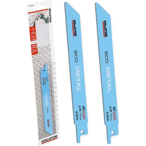 Lames de scie sabre, lot de 2, 150 mm pour le métal - Longueur 150 mm, 24 TPI, pour le métal