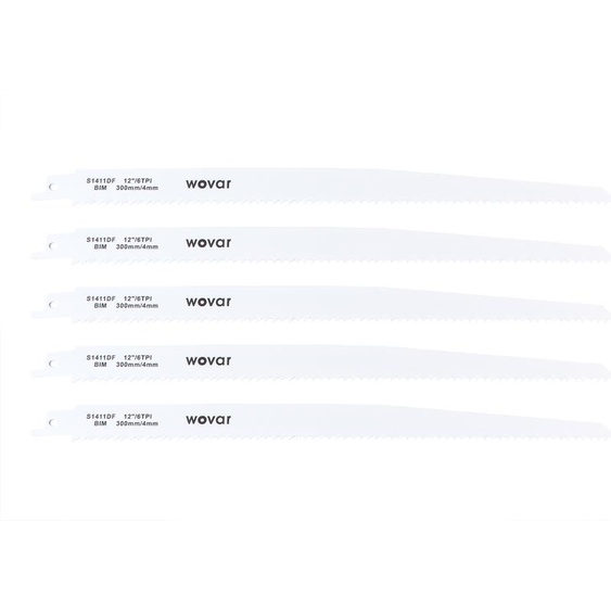 Lames de scie sabre pour le bois avec clous 1411DF 300 mm - Jeu 5 pièces