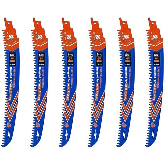 Lames de scie sauteuse de 230 mm, à bord incurvé, avec dents japonaises, 6 dents par pouce, lot de 6, pour le bois