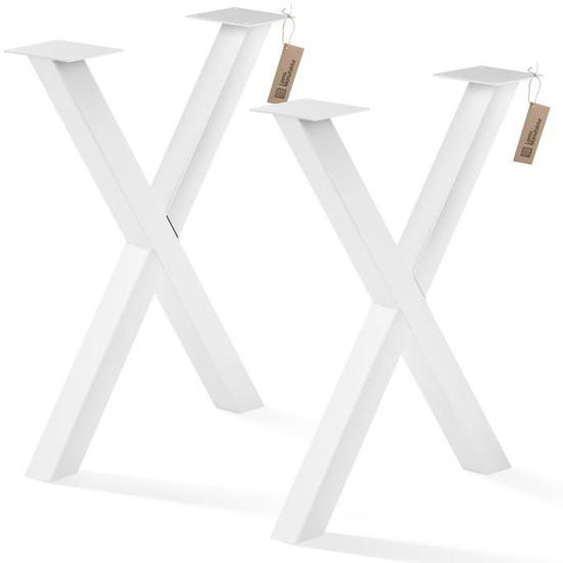 LAMO MANUFAKTUR Lot de 2 pieds de table à manger - profil 80x80mm - 60x72cm (Lxh) - métal - industriel - blanc