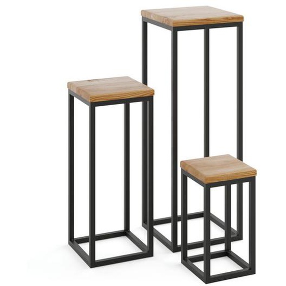 LAMO Manufaktur Support Plantes | Piédéstal pour Plantes | Porte-plantes Interieur Cadre Noir SET