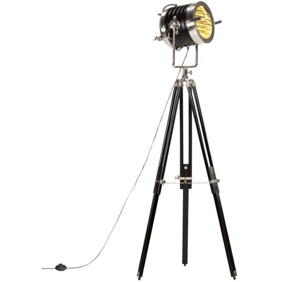 Lampadaire à trépied Noir Bois de manguier massif 171 cm