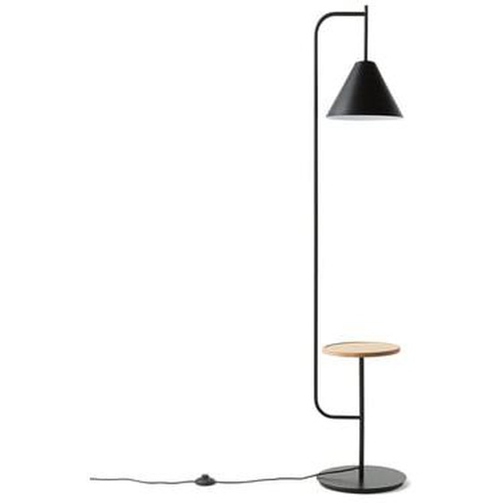 Lampadaire avec tablette métal fer et bois, Mugli