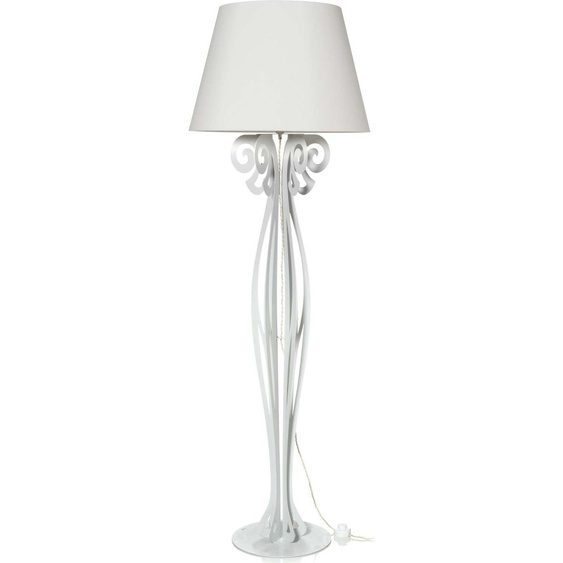 Lampadaire Circeo 60x180 cm en fer blanc, abat-jour ivoire, design vintage, interrupteur au pied, Italy