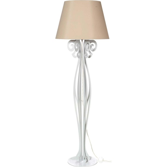 Lampadaire Circeo 60x180 cm en fer blanc, abat-jour sable, design vintage, interrupteur au pied,  Italy