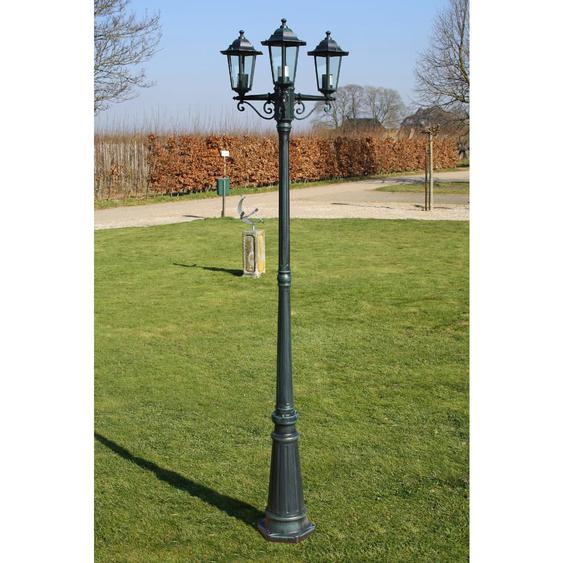 Lampadaire de jardin 3 bras 215 cm Vert foncé/Noir Aluminium