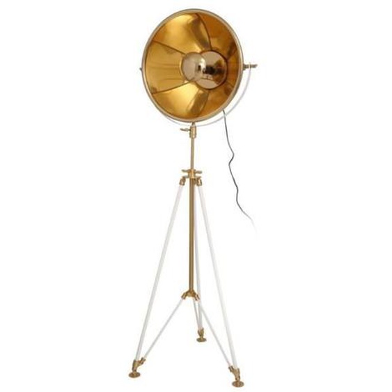 Lampadaire - PARIS PRIX - Bowie - 157cm - Or & Blanc - Vintage - Trépied réglable