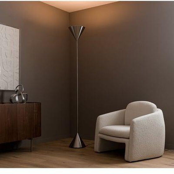 Lampadaire double cône, nickel brossé, Moke