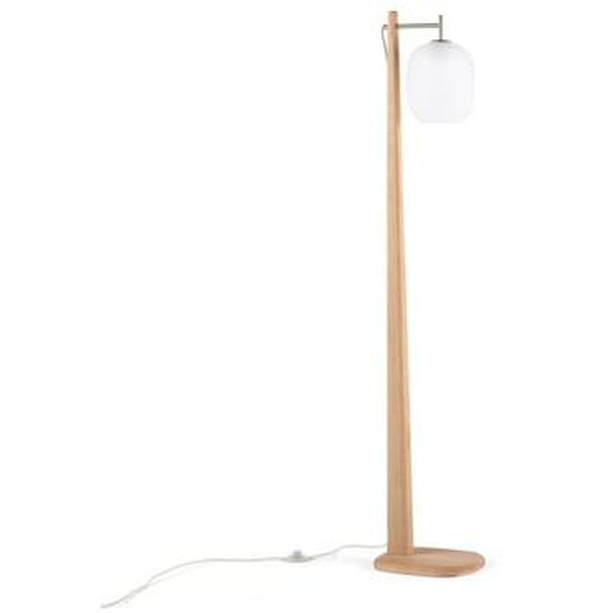 Lampadaire en chêne, métal et verre givré, Navida