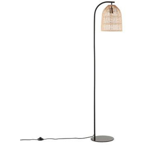 Lampadaire en métal fer et rotin, Dankia