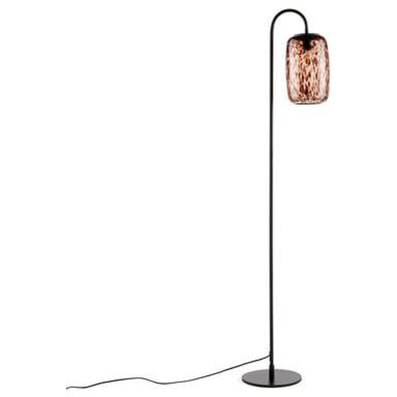 Lampadaire en métal fer et verre ambré, Toleco