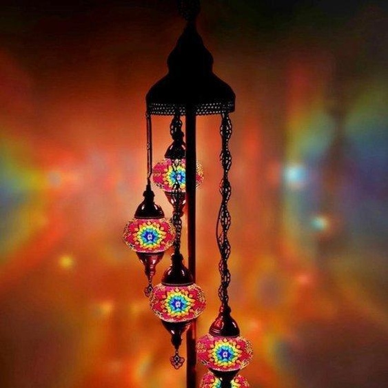 Lampadaire en mosaïque turque fait main - lampadaire coloré pour une ambiance chaleureuse - LED
