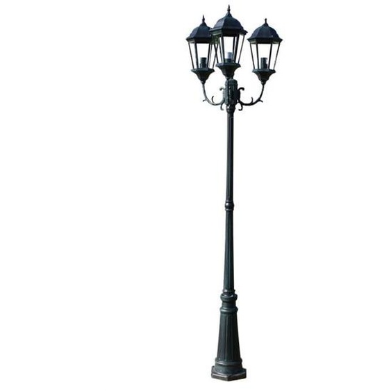 Lampadaire exterieur triple 230 cm vert et noir luminaire decoration