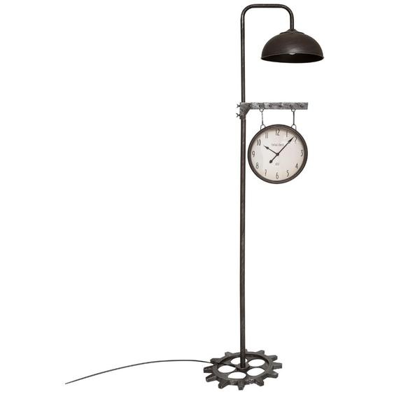 Lampadaire horloge Perez, métal, gris galet H188 cm