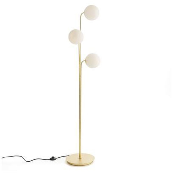 Lampadaire laiton et verre opaline, Moricio