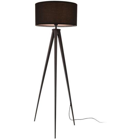 Lampadaire lampe a pied avec abat jour tripode metal et tissu 153 cm noir