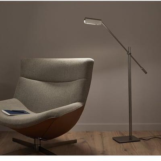 Lampadaire-liseuse articulé, nickel satiné, Phili