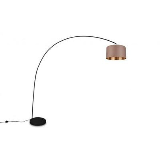 Lampadaire métal abat jour tissu en arc Mansur