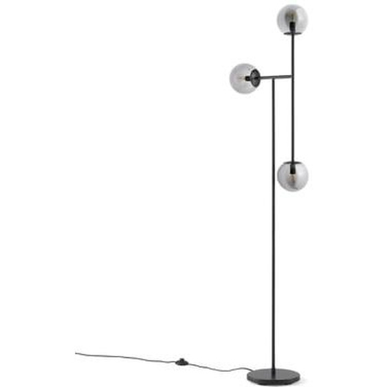 Lampadaire métal acier et verre fumé, Atea