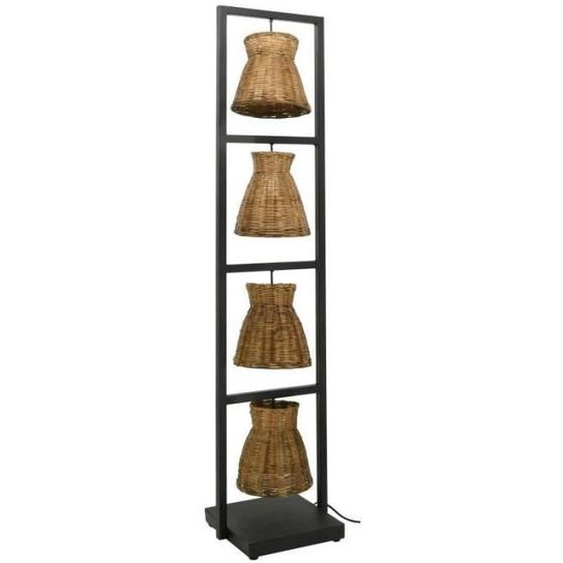 Lampadaire - Métal - Bambou - H 133 cm - 4 abat-jour - Design contemporain - Intérieur