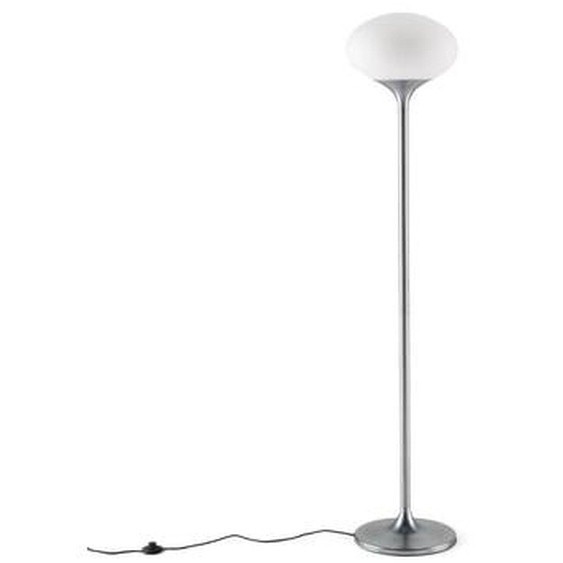 Lampadaire métal fer chrome et opaline, Merisa