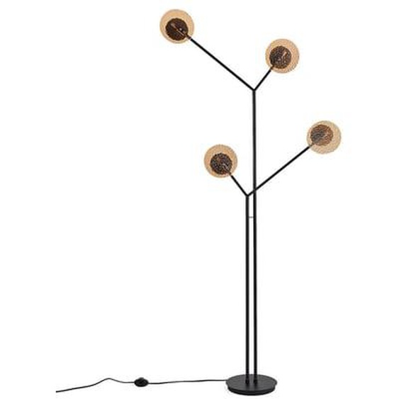 Lampadaire métal fer et verre ambré, Palma