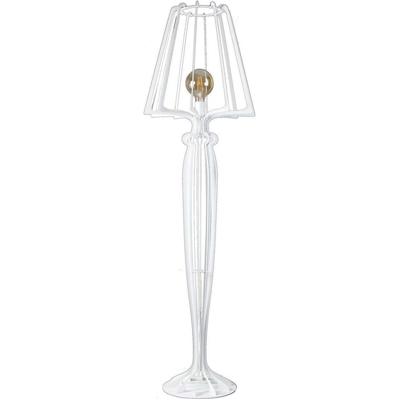 Lampadaire Minerva Ø38x166 cm en fer de style réticulé avec interrupteur au pied Connexion E27 Fabriqué en Italie Blanc