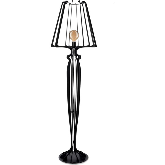 Lampadaire Minerva Ø38x166 cm en fer de style réticulé avec interrupteur au pied Connexion E27 Fabriqué en Italie Noir