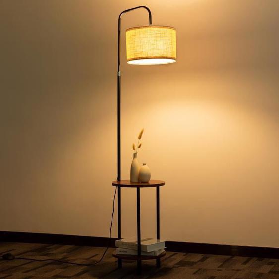 Lampadaire Moderne TOMONS avec Table - Lampe de Lecture Ajustable pour Chambre à Coucher, Salle de Séjour