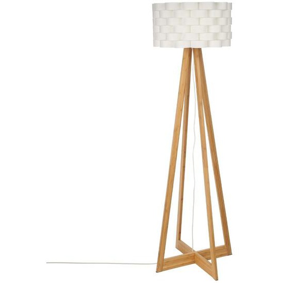 Lampadaire Moki Bambou, Blanc, H.150 cm