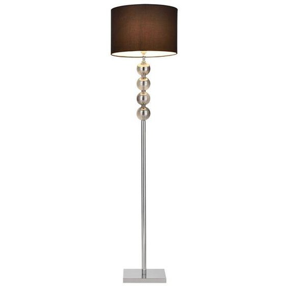 Lampadaire - Non spécifié - 155 cm - Métal poli - Tissu - Noir