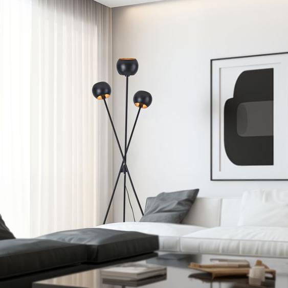 Lampadaire Nykvarn avec 3 douille E14 métal 161 x 58 cm noir or