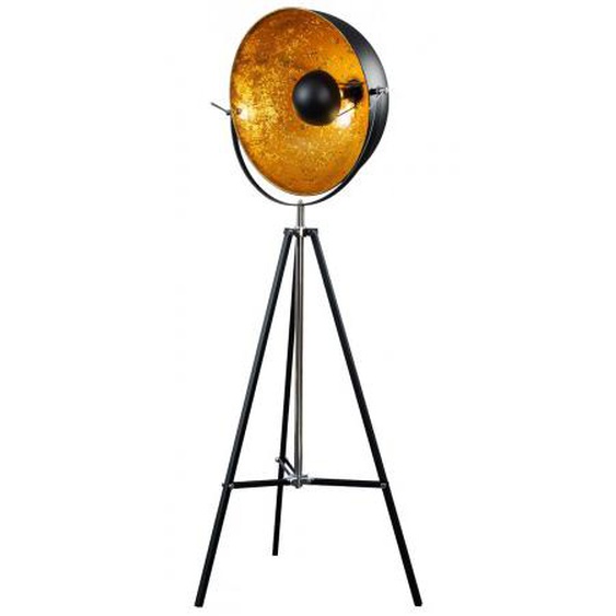 Lampadaire projecteur trépied noir et or - Marek
