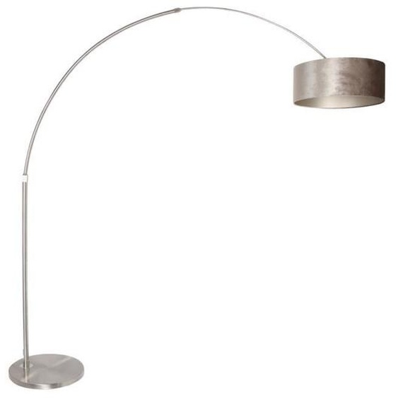 Lampadaire - Sienna Sparkled Light - Arc - Acier Brossé - Velours Taupe - 210-230 cm