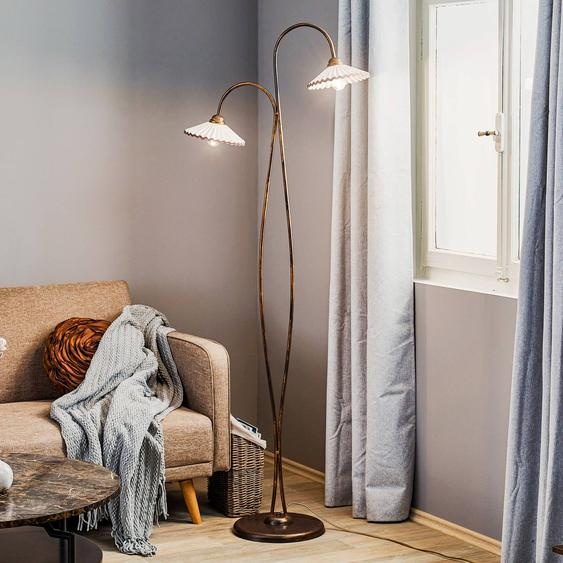 Lampadaire sur pied Rosina ONLI, bronze, Salon / Salle à manger, Céramique, Maison de campagne / Rustique, Lampadaire