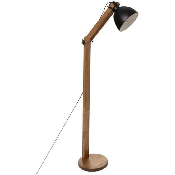 Lampadaire sur pieds en bois de pin et fer coloris naturel - noir- Longueur 52 x Profondeur 28 x hauteur 158 cm