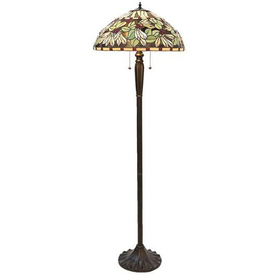 Lampadaire Tiffany Ø 51x157 cm Marron Beige Verre 5LL-5990