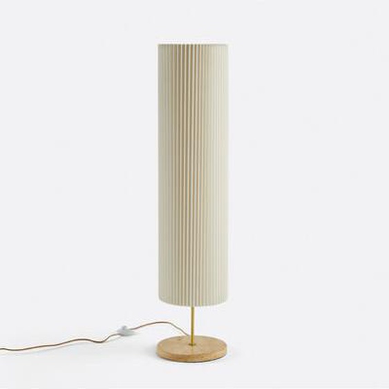 Lampadaire travertin et lin plissé, Polaro