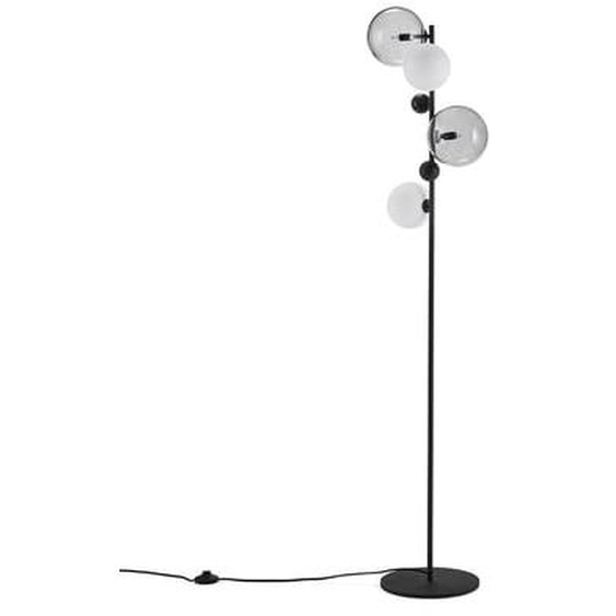 Lampadaire verre fumé et métal, Bullesco