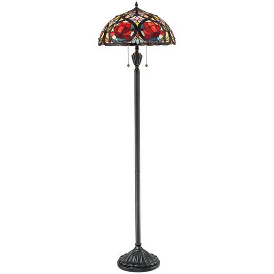 Lampadaire, verre Tiffany, métal, bronze, H 157,5 cm