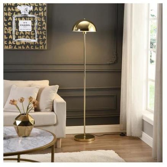 Lampadaire vintage effet laiton - D.30 x H.149 cm - Doré - ONTARIO