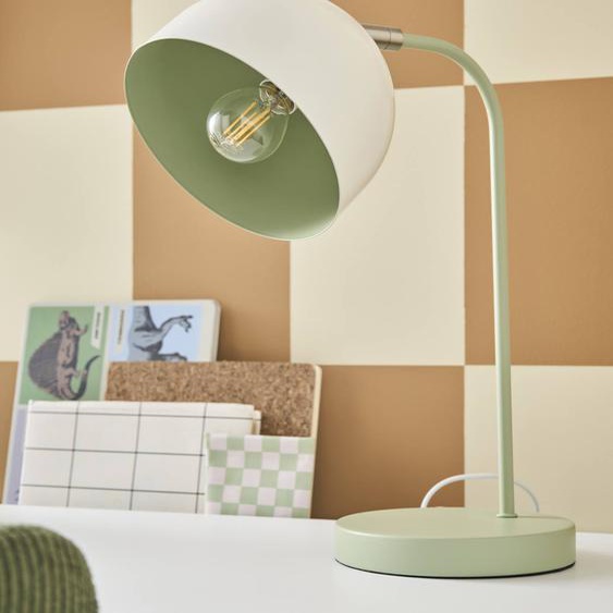 Lampe à poser en métal bicolore cannelle