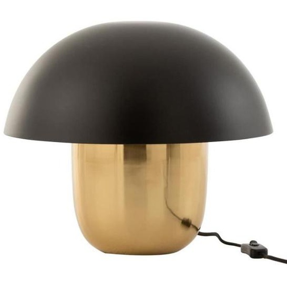Lampe à Poser - J-LINE - Champignon Métal - 50cm - Noir & Or - Design Contemporain