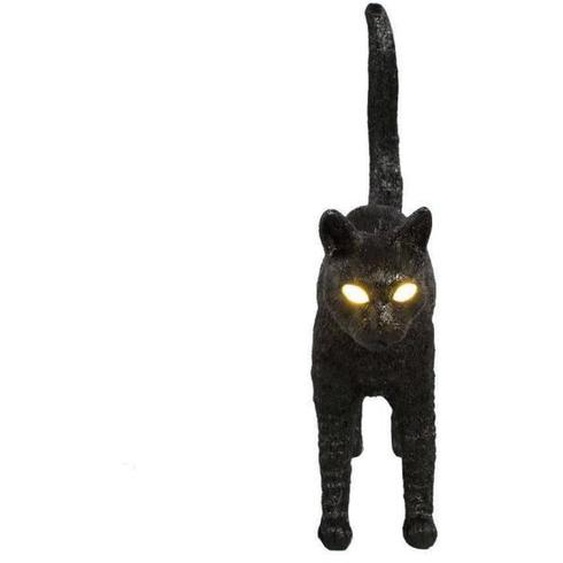 Lampe à poser LED rechargeable - SELETTI - Cat Lamp Felix - Noir - Résine - Tactile
