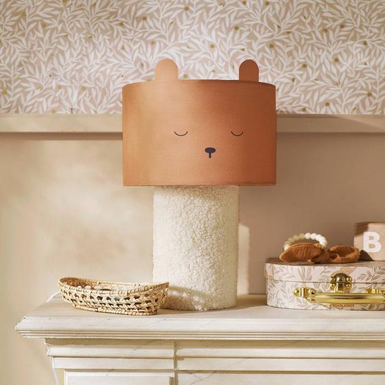Lampe à poser Ourson pied en bouclette cannelle